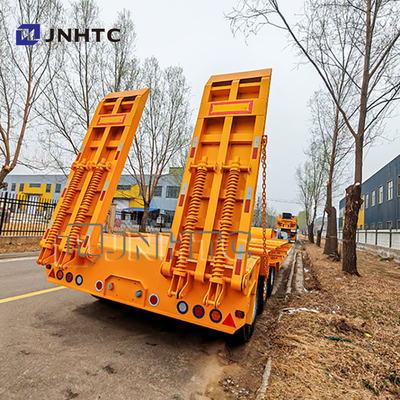 Heavy Duty 60 80 Tons Lowbed Truck Semi Trailer With Leaf Spring Suspension System And Water Function