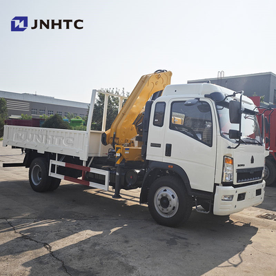 HOWO Cargo Carrying Crane Truck 290HP Belt Ladder 5-Ton Railboard Flat Plate Cargo Truck