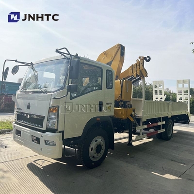 HOWO Cargo Cargo Truck Mounted Crane Truck 290HP 5Ton Railboard Flat Plate Cargo Truck