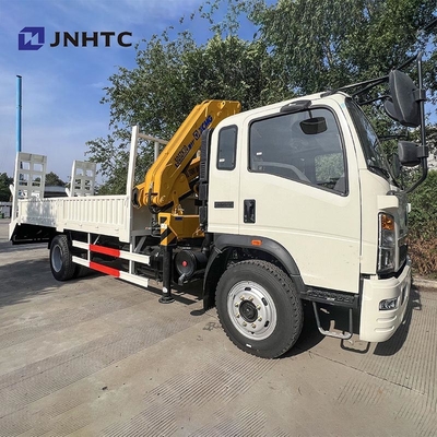 HOWO Cargo Cargo Truck Mounted Crane Truck 290HP 5Ton Railboard Flat Plate Cargo Truck