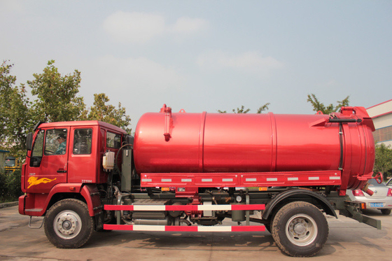 4x2 Sinotruk Howo7 Sewage Suction Truck 10M3 Tank Capacity In Red Color