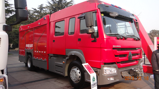 6m3 Sinotruk Howo Rescue Fire Truck With Water Tank Foam Tan And Ladder