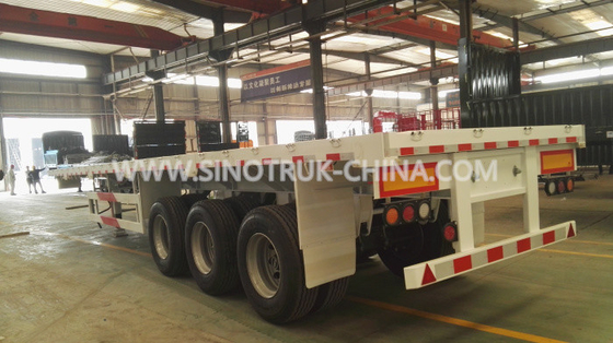 40 Feet Container Carrying Flat Bed Heavy Duty Semi Trailers 3 Axles 30-60 Tons 13m