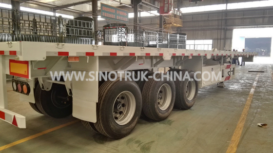 40 Feet Container Carrying Flat Bed Heavy Duty Semi Trailers 3 Axles 30-60 Tons 13m