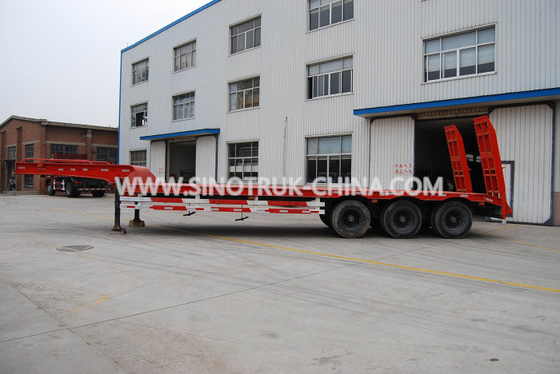 3 Axles 80 Tons 17m Hydraulic Flatbed Trailer 12 Wheels Loading Construction