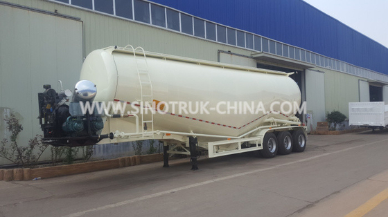 30TONS 3 Axles Bulk Powder Tankers Cement Trailer  WEICHAI engine Air compressor BOHAI