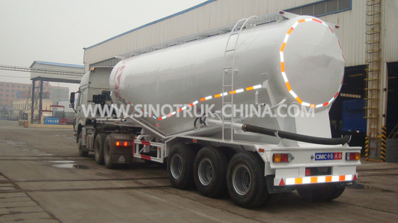 30TONS 3 Axles Bulk Powder Tankers Cement Trailer  WEICHAI engine Air compressor BOHAI
