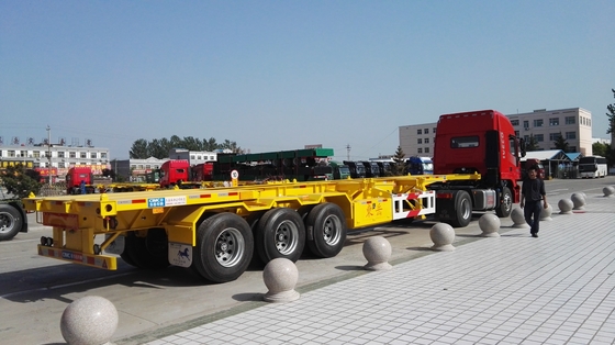 Goose Neck 3 Axle Low Bed Trailer Equipment , Low Bed Semi Trailer Yellow Color
