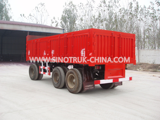 Red Heavy Duty Semi Trailers / 25 Tons Van 3 Axle Trailer With 12.00R20 Triangle Tyre