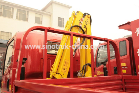 Construction Light Duty Commercial Trucks / Light Cargo Truck With 3 Tons Crane