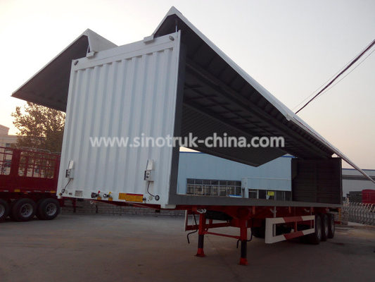 Waterproof Wingspan Van Type Semi Box Trailer With Double Circuit Brake System