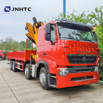 Howo T7H Brand New 8*4 12 wheels 40 ton 380HP Crane Mounted Max 16 ton Arm Cargo With Crane Truck