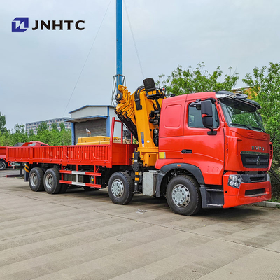 Howo T7H Brand New 8*4 12 wheels 40 ton 380HP Crane Mounted Max 16 ton Arm Cargo With Crane Truck