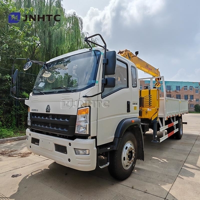 HOWO Crane Truck With 4X2 6 Wheels Crane 5 Ton Cargo Truck With 12ton Folding Arm Crane