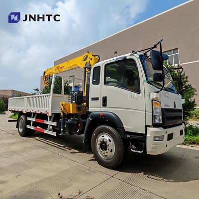 HOWO Crane Truck With 4X2 6 Wheels Crane 5 Ton Cargo Truck With 12ton Folding Arm Crane