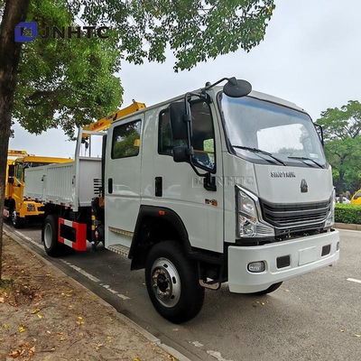 HOWO Crane Truck 4X2 6 Wheels Crane 5 Ton Cargo Truck With 12ton Straight Arm Crane Truck