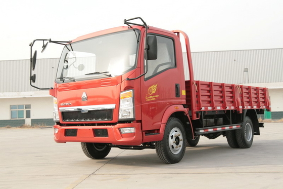 10 Ton 4x2 Sinotruk Howo7 Heavy Cargo Truck Red Color 6 Tires With Air Conditioner