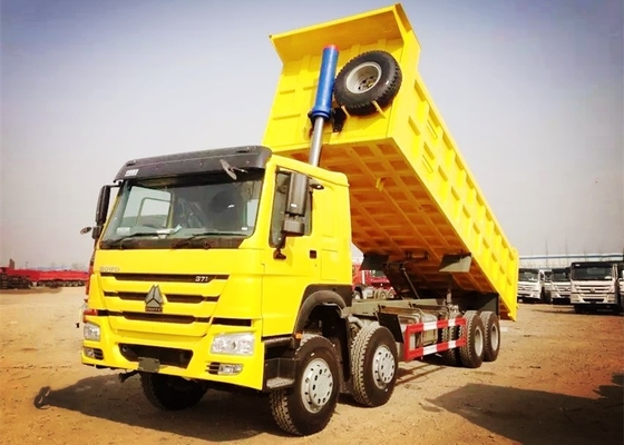 8×4 371HP Heavy Duty Dump Truck 32 Tons Load 30CBM Dump Box White Red Yellow Color