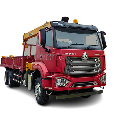 Knuckle Boom 8 Ton Hydraulic HOWO NX Cargo Flatbed Truck Mounted Crane For Sale