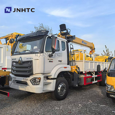 Knuckle Boom 8 Ton Hydraulic HOWO NX Cargo Flatbed Truck Mounted Crane For Sale