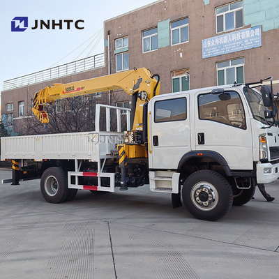 Howo Light Mini 4*4 6 Wheeler Double Row Cab Cargo Truck With Telescopic Boom Cranes 8 ton Mounted Crane Cargo Truck