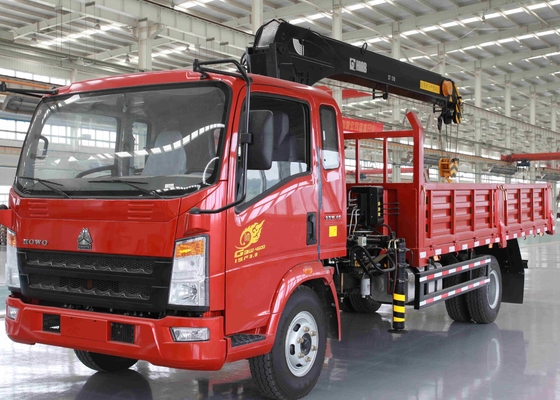 360 All Rotation Truck Mounted Knuckle Boom Cranes 10 Ton SQ10ZK3Q Red Color