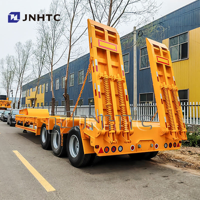 Heavy Duty 60 80 Tons Lowbed Truck Semi Trailer With Leaf Spring Suspension System And Water Function