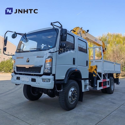 Howo Mini 4*4 6 Wheeler Double Row Cab Cargo Truck With Telescopic Boom Crane Truck