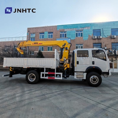Howo Mini 4*4 6 Wheeler Double Row Cab Cargo Truck With Telescopic Boom Crane Truck
