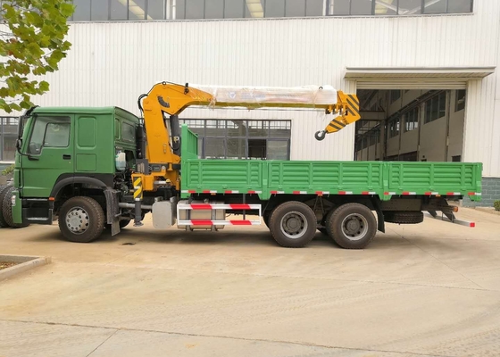 12T 6x4 Chassis Truck Mounted Boom Crane Of Sinotruk Howo7 Green Color