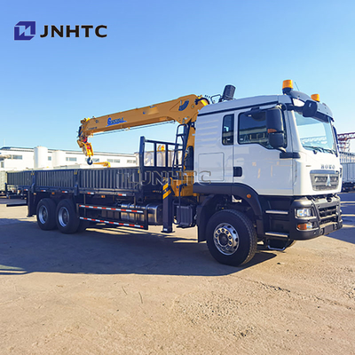 New HOWO TX380 6x4 12T Flatbed Dropside Capacity Cargo Transporting Truck Straight Arm Boom Crane Trucks for Sale