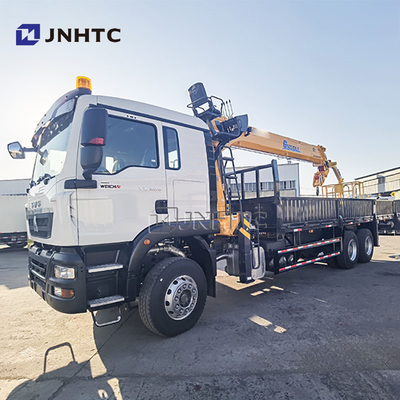 New HOWO TX380 6x4 12T Flatbed Dropside Capacity Cargo Transporting Truck Straight Arm Boom Crane Trucks for Sale