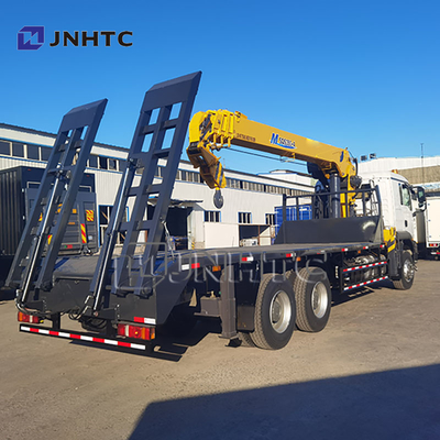 New HOWO TX380 6x4 12T Flatbed Dropside Capacity Cargo Transporting Truck Straight Arm Boom Crane Trucks for Sale