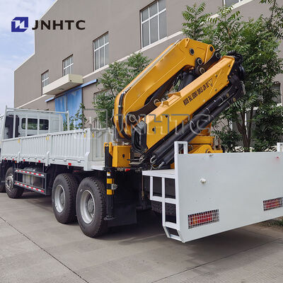 Hot Sale HOWO 6X4 400HP Fence Cargo Truck With Five-section Boom Crane Truck 16T Lifting Capacity