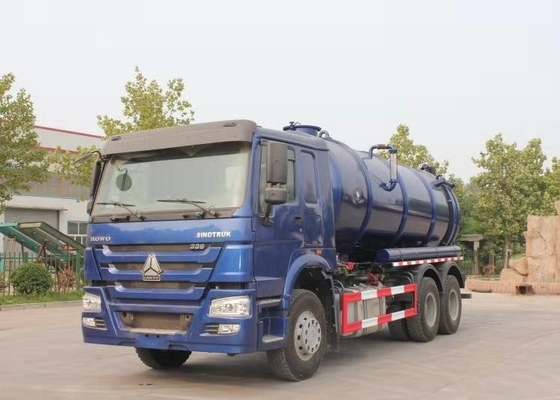 336HP Blue Color Sewage Waste Truck  6x4 Waste Water Vacuum Suction Truck