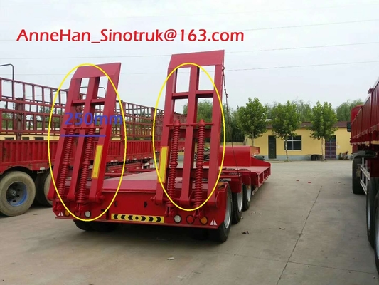 Goose Neck 3 Axle Low Bed Trailer Equipment , Low Bed Semi Trailer Yellow Color
