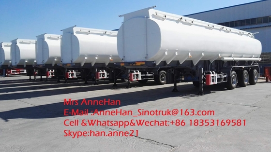 3 Axles 12 Wheels White Color Heavy Duty Semi Trailers 45000L Oil Tank Trailer