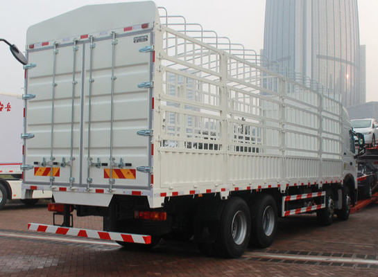 50T Capacity 450hp SINOTRUK HOWO A7 8x4 Box Stake Truck / Cargo Lorry Truck