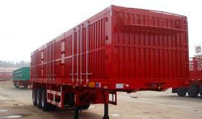 Red 3 Axles Heavy Duty Semi Trailers Steel Box Van Trailer 40 Ton Max Payload Heavy Duty Semi Trailers