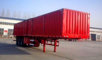 Red 3 Axles Heavy Duty Semi Trailers Steel Box Van Trailer 40 Ton Max Payload Heavy Duty Semi Trailers