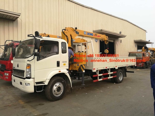 5T Truck Mount Crane Of Sinotruk Howo With Xcmg Crane 4x2 6 Wheels With 10T Cargo Box