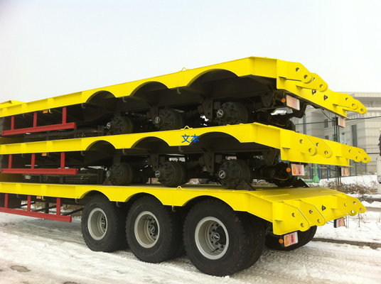 3 Axles 17m Hydraulic Flatbed Trailer For Loading Construction Machines