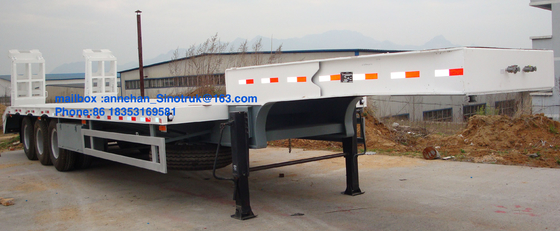 3 Axles 17m Hydraulic Flatbed Trailer For Loading Construction Machines