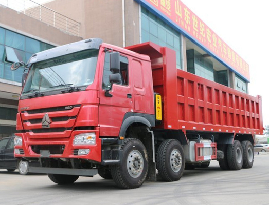 Stock Howo 371hp 8x4 Heavy Duty Dump Truck For Promotion In Red Color