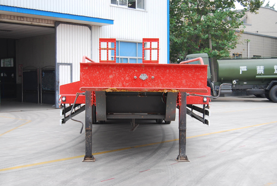 13T Three Axle Low Bed Trailer Equipment , Semi Trailer Truck Red Color