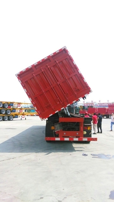 80T Capacity Dumping Tipper Flatbed Semi Trailer Full Set Of Hyva Hydraulic System
