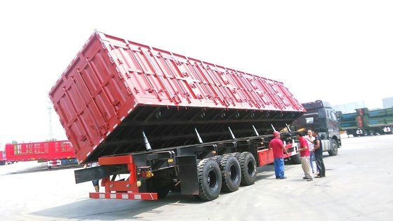 80T Capacity Dumping Tipper Flatbed Semi Trailer Full Set Of Hyva Hydraulic System