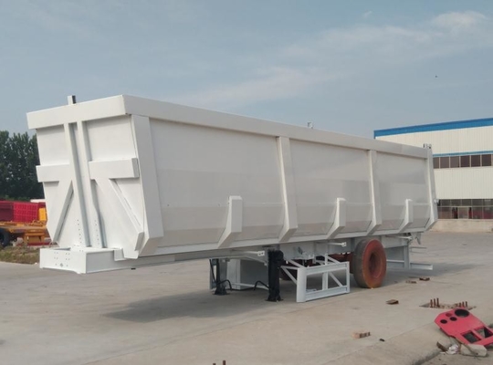 50 - 70T Sinotruk CIMC 45cbm Tipper Dump Truck Trailer For Bauxite Ore Loading