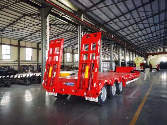 JNHTC 80 Ton Semi Low Deck Gooseneck Trailer 3 Axle For Transport Vehicles