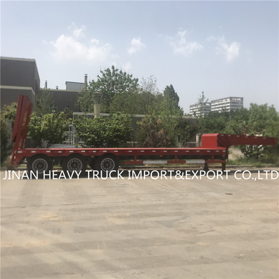 Low Bed Heavy Duty Semi Trailers Mounted Crane Transport Flatbed Gooseneck Trailer